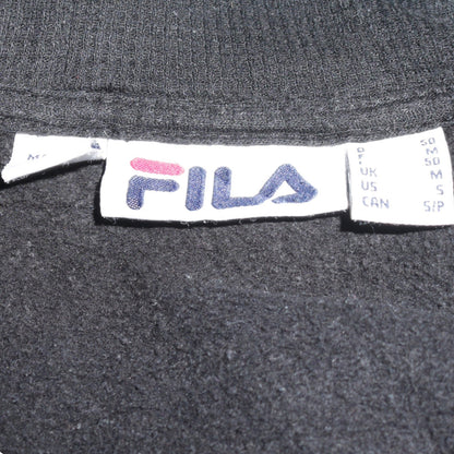 FILA Mens Black Full Zip Hoodie Sweatshirt M Fleece Lined Casual