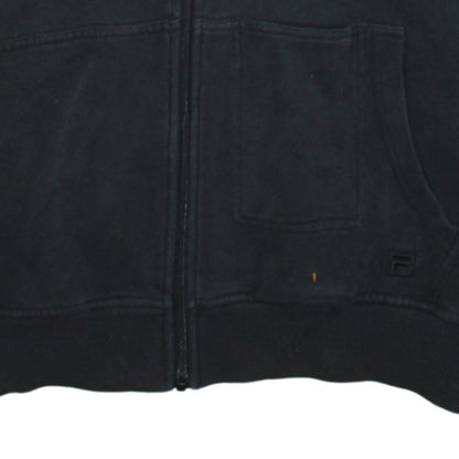 FILA Mens Black Full Zip Hoodie Sweatshirt M Fleece Lined Casual