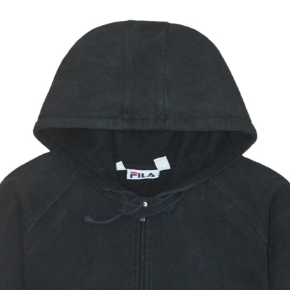 FILA Mens Black Full Zip Hoodie Sweatshirt M Fleece Lined Casual