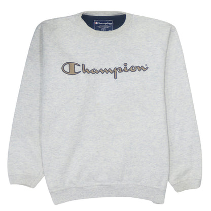 Champion Mens Grey Embroidered Logo Pullover Sweatshirt M