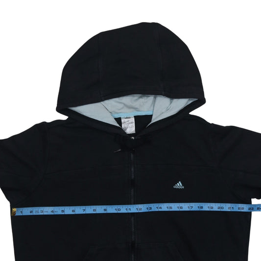 Adidas Women Black Full Zip Hoodie XL Cotton Blend Hooded Sweatshirt