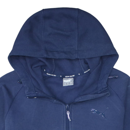 Puma Men's Navy Blue Full Zip Hoodie Size M with Logo Design