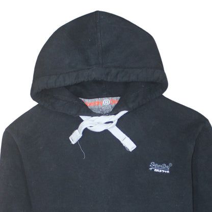 Superdry Men's Black Pullover Hoodie Size S Classic Fleece Hooded Sweatshirt