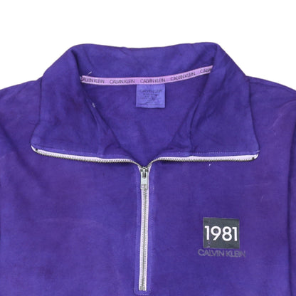 Calvin Klein Men's Purple XL 1/4 Zip Logo Fleece Sweatshirt