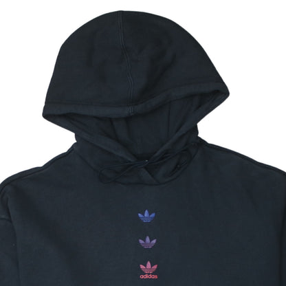 Adidas Women Black Pullover Hoodie L Cotton Blend Logo Sportswear