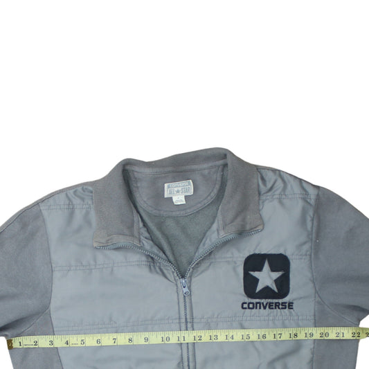 Converse Men’s Grey Bomber Jacket Size M Full Zip Cotton Blend
