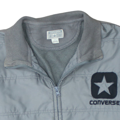 Converse Men’s Grey Bomber Jacket Size M Full Zip Cotton Blend