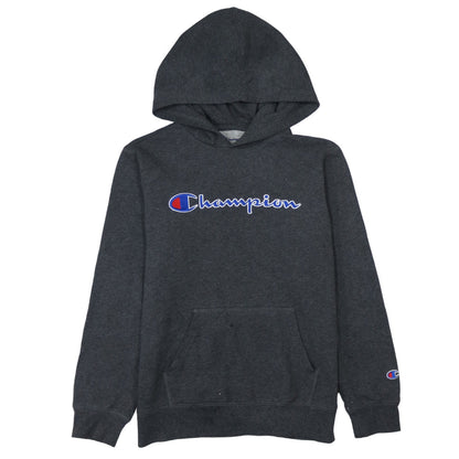 Champion Womens Dark Grey Pullover Hoodie L Logo Graphic Casual