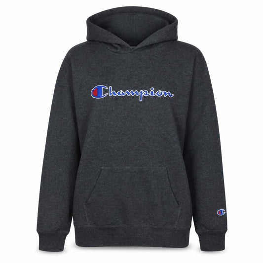 Champion Womens Dark Grey Pullover Hoodie L Logo Graphic Casual