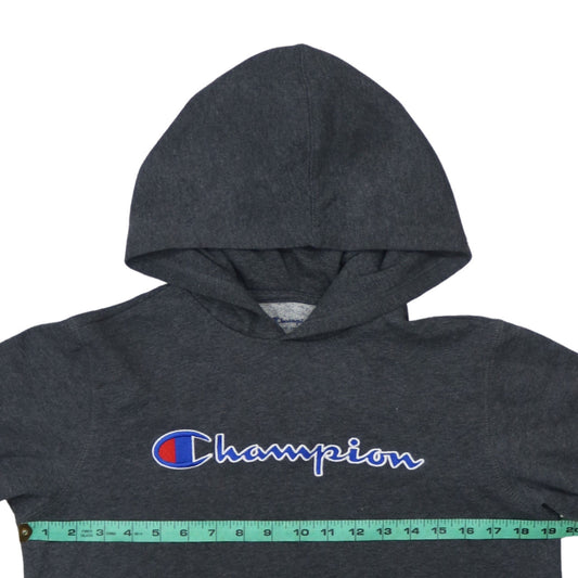 Champion Womens Dark Grey Pullover Hoodie L Logo Graphic Casual