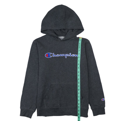 Champion Womens Dark Grey Pullover Hoodie L Logo Graphic Casual