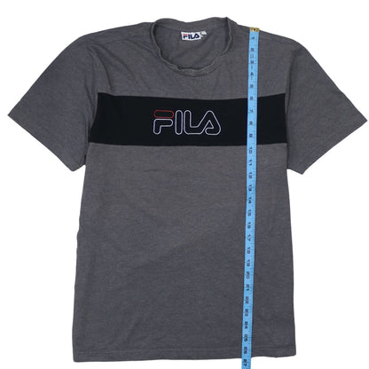 FILA Men's Grey Colourblock Logo T-Shirt Size M