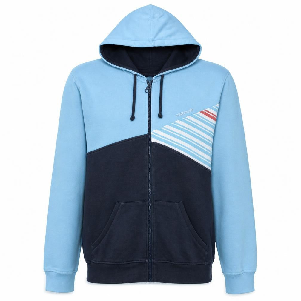 Quiksilver Men's Blue Colour Block Full Zip Hoodie Size XL