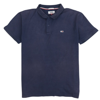Tommy Jeans Men's Blue Regular Fit Cotton Polo Shirt L