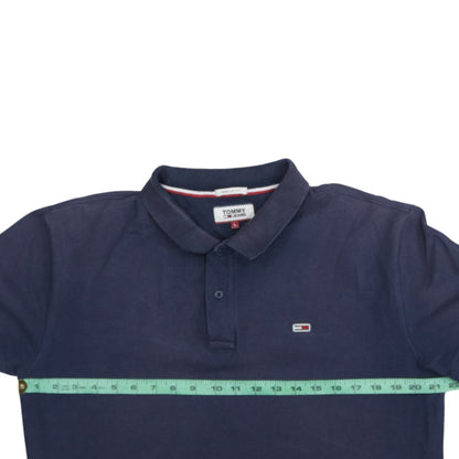 Tommy Jeans Men's Blue Regular Fit Cotton Polo Shirt L