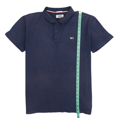 Tommy Jeans Men's Blue Regular Fit Cotton Polo Shirt L