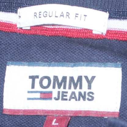 Tommy Jeans Men's Blue Regular Fit Cotton Polo Shirt L