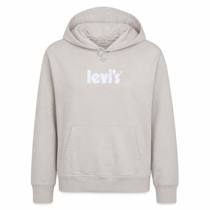 Levi's Women's Beige Pullover Hoodie Small Cotton Logo Sweatshirt