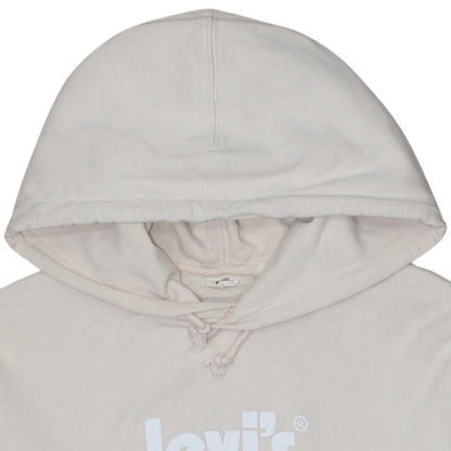 Levi's Women's Beige Pullover Hoodie Small Cotton Logo Sweatshirt