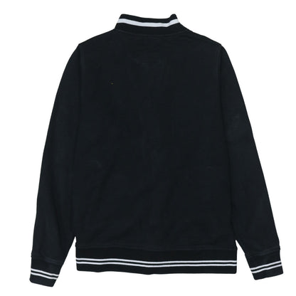 Stussy Mens Black Medium Button Up College Sweatshirt Jacket