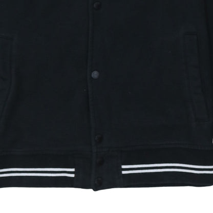 Stussy Mens Black Medium Button Up College Sweatshirt Jacket