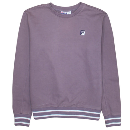Fila Men Brown Crew Neck Pullover Sweatshirt Size L Classic Logo