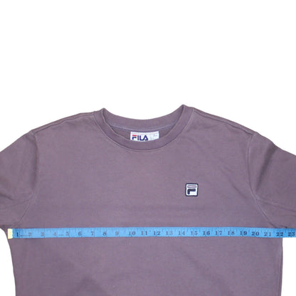 Fila Men Brown Crew Neck Pullover Sweatshirt Size L Classic Logo