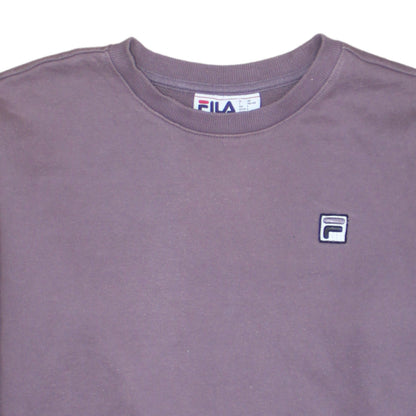 Fila Men Brown Crew Neck Pullover Sweatshirt Size L Classic Logo