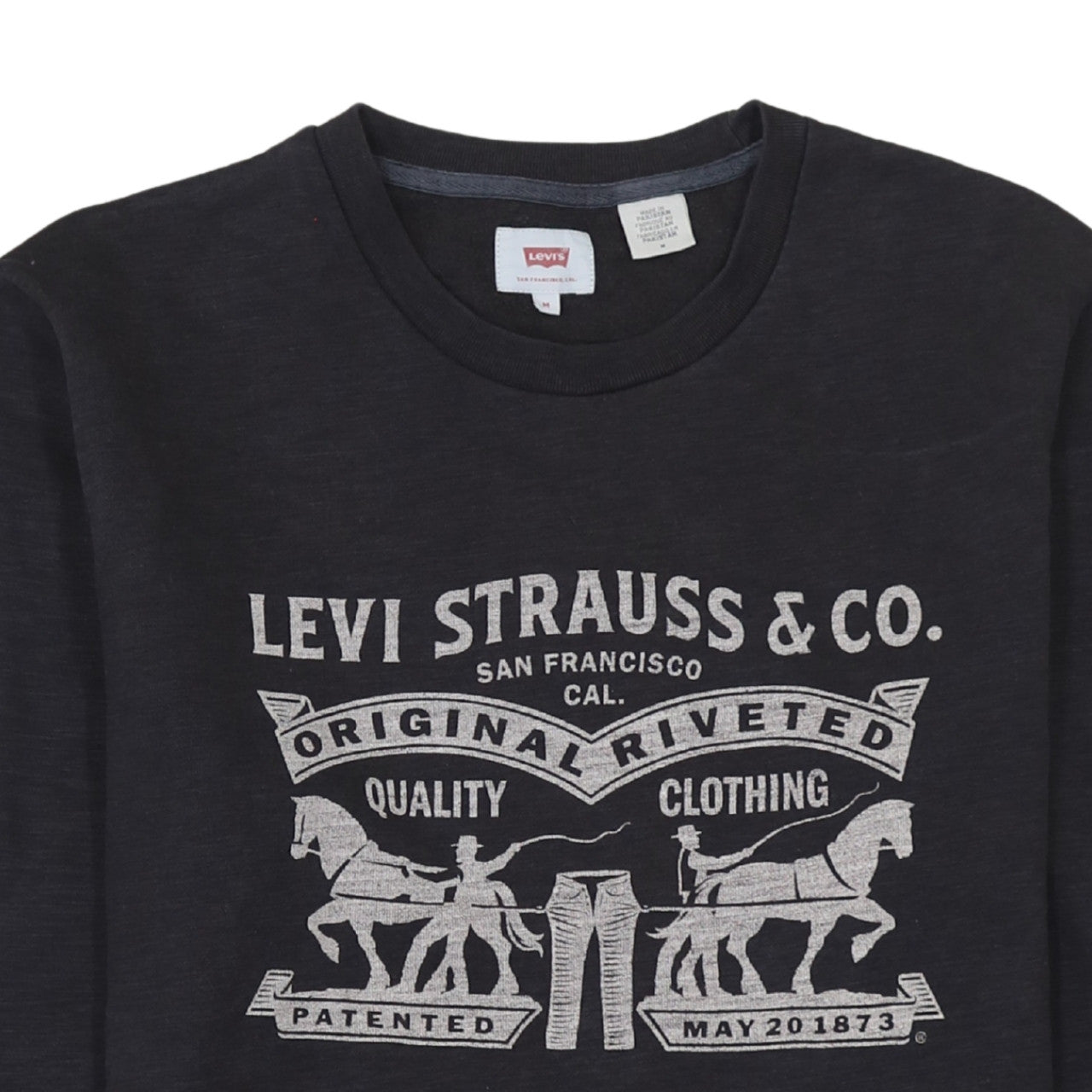 Levi's Men's Black Logo Crew Neck Long Sleeve T-Shirt Size M
