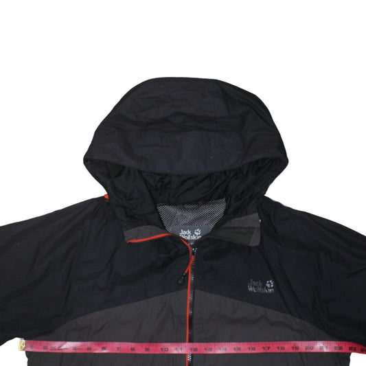 Jack Wolfskin Men's Black L Waterproof Hooded Rain Jacket Size L