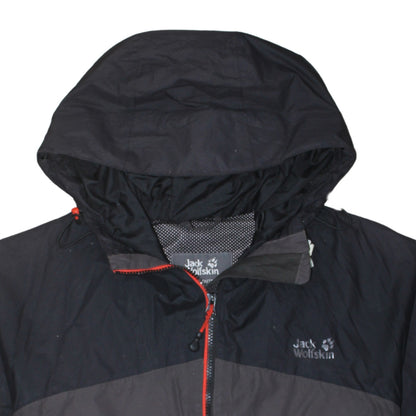 Jack Wolfskin Men's Black L Waterproof Hooded Rain Jacket Size L