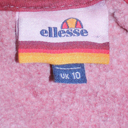 Ellesse Womens Burgundy Pullover Hoodie UK 10 Logo Sweatshirt