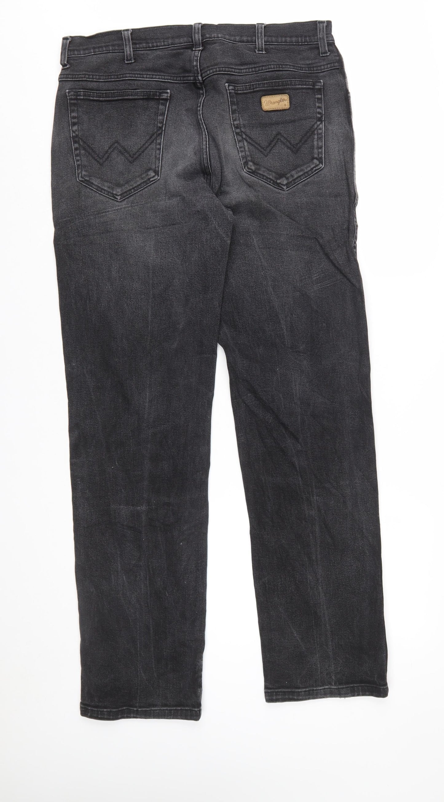 Wrangler Texas Stretch Mens Black Jeans W36 L34 Regular Fit Denim