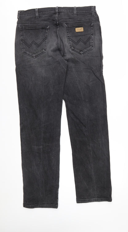 Wrangler Texas Stretch Mens Black Jeans W36 L34 Regular Fit Denim