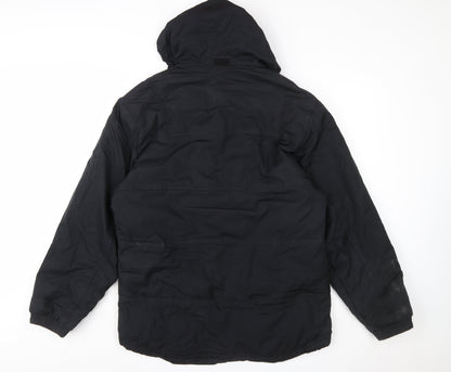 Reebok Men's Black Mid-Length Hooded Puffer Jacket Size M