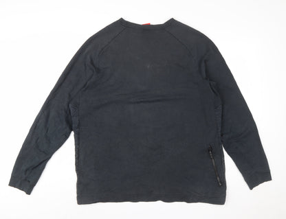 Nike Men's Black 2XL Pullover Crew Neck Sweatshirt with Zip Pocket