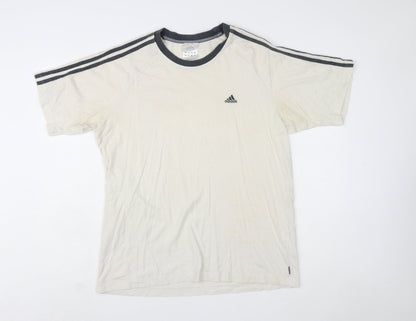 Adidas Men's White Crew Neck Short Sleeve Sports T-Shirt Size L