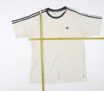 Adidas Men's White Crew Neck Short Sleeve Sports T-Shirt Size L