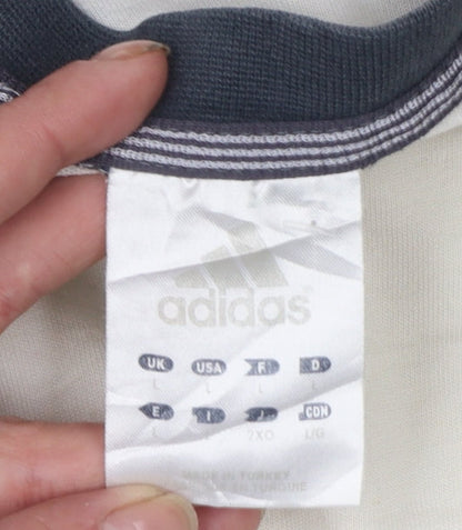 Adidas Men's White Crew Neck Short Sleeve Sports T-Shirt Size L