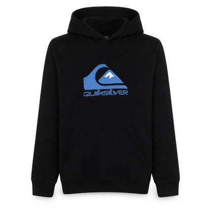 Quiksilver Teens Black Cotton Blend Pullover Hoodie with Blue Logo Size M