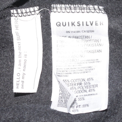 Quiksilver Teens Black Cotton Blend Pullover Hoodie with Blue Logo Size M