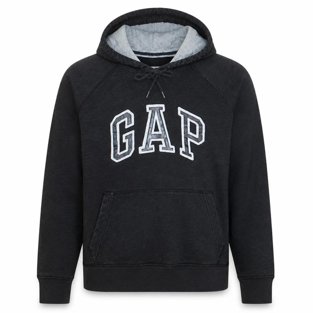 Gap Mens Black Pullover Hoodie Small Logo Cotton Classic Fit