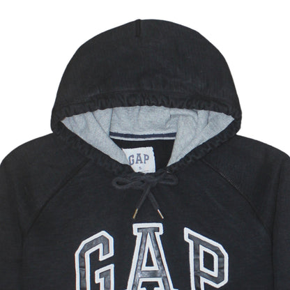 GAP Mens Black Pullover Hoodie Small Logo Cotton Classic Fit
