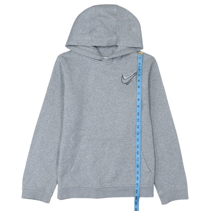 Nike Boys Grey XL Pullover Hoodie with Logo Print - Cotton Blend