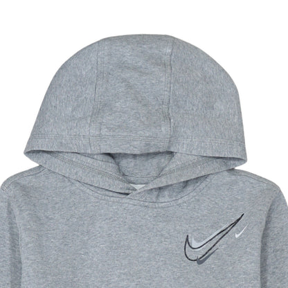 Nike Boys Grey XL Pullover Hoodie with Logo Print - Cotton Blend