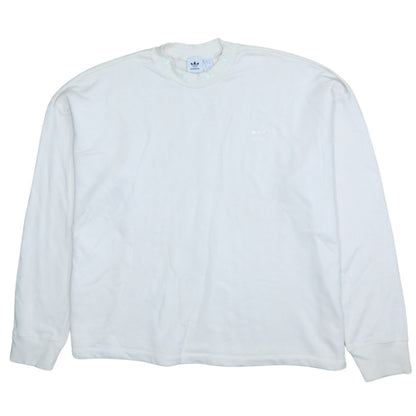 Adidas Women White Crew Neck Long Sleeve Pullover Sweatshirt Size 20