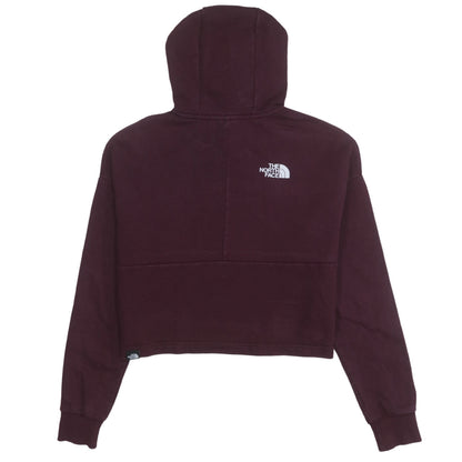 The North Face Womens Burgundy Cropped Hoodie Small 100% Cotton Logo Pullover
