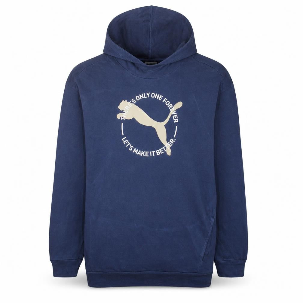 Puma Women's Navy Blue Pullover Hoodie XXL Relaxed Fit Cotton