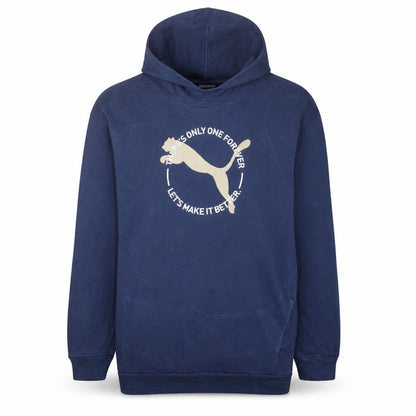 Puma Women's Navy Blue Pullover Hoodie XXL Relaxed Fit Cotton