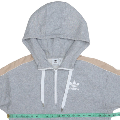 Adidas Women Grey Beige 1/2 Zip Hooded Sweatshirt Size XS UK 6